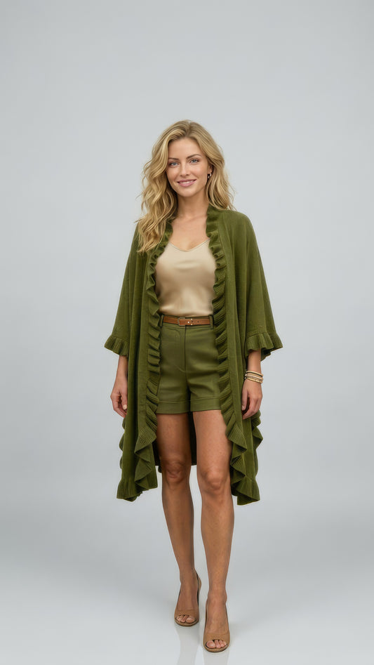Muse Cape in Merino Wool (army)
