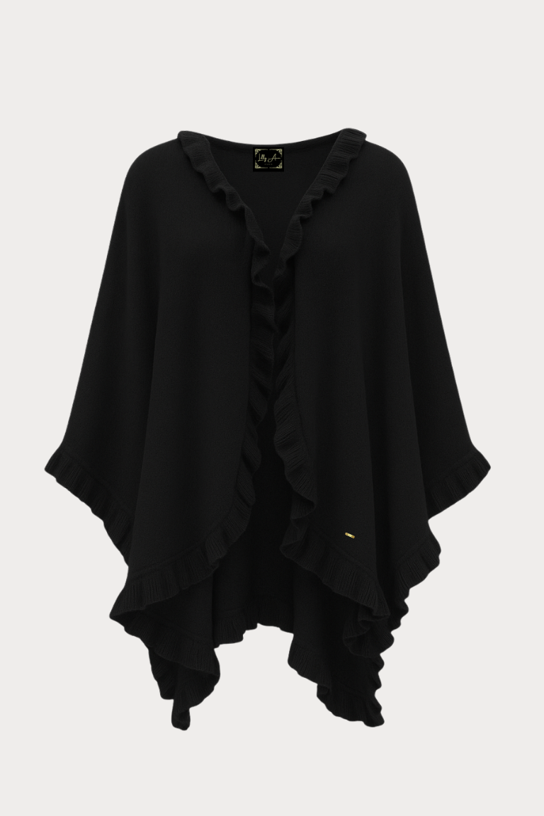 Muse Cape van Merinowol (zwart)