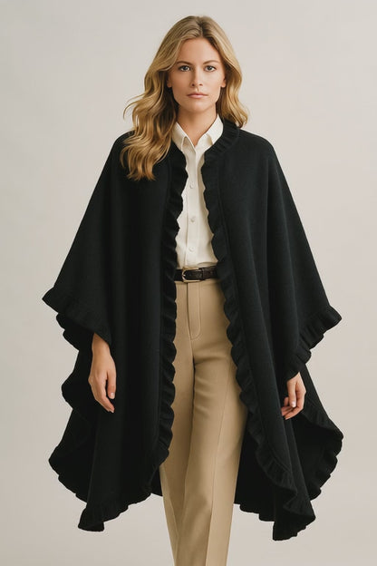 Muse Cape van Merinowol (zwart)
